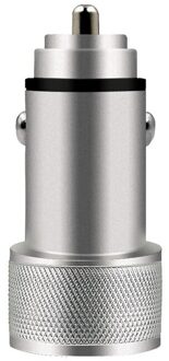 Dubbele Usb Autolader 5V 2.4A Aluminium Snelle Security Car Charger Voor Iphone Samsung Xiaomi Mobiele Telefoon Android tablet grijs Car lader