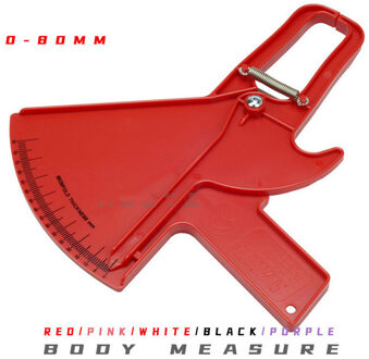 Dubbele Veren 80Mm Huidplooi Remklauw Lichaamsvet Body Fitness Tester Analyzer Vet Meten Afslanken Meting Tool rood