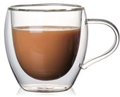 Dubbele Wand Geïsoleerd Bril Espresso Mokken Hittebestendig Dikke Transparante Glazen Beker AC889 zonder lid 260ml