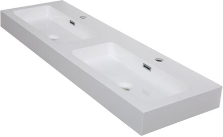 Dubbele Wastafel Arezzo - Inclusief Kraan - Wit - 38cm