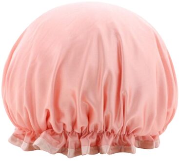 Dubbele Waterdichte Douche Cap Volwassen Vrouwen Keuken Rook-Proof Cap Bad Cap Volwassenen Waterdichte Mode Baden Hoed Comfortabele roze