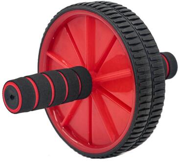 Dubbele Wielen Abdominale Druk Wiel Rollen Crossfit Oefening Apparatuur Voor Home Gym Body Building Fitness Met Hassock Rood