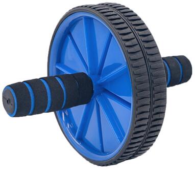 Dubbele Wielen Abdominale Druk Wiel Rollen Oefening Apparatuur Voor Home Gym Body Building Fitness Met Hassock Blauw