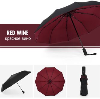 Dubbele Winddicht Automatische Paraplu Vrouwelijke Mannelijke Vouwen Tien Bone Auto Luxe Grote Business Paraplu Mannen Regen Vrouwen Parasol Redwine