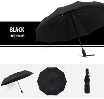 Dubbele Winddicht Automatische Paraplu Vrouwelijke Mannelijke Vouwen Tien Bone Auto Luxe Grote Business Paraplu Mannen Regen Vrouwen Parasol zwart