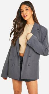 Dubbelgeknoopte Relaxte Getailleerde Blazer, Grey Marl - 42