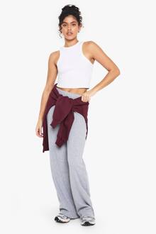 Dubbelgelaagde Modal-Rib Broek Met Wijde Pijpen, Grey Marl - 44