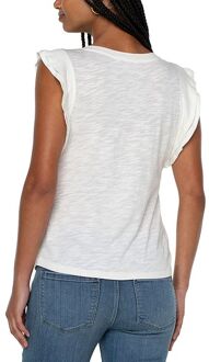 Dubbellaags fluttermouwen slub gebreid tot vintage wit - maat