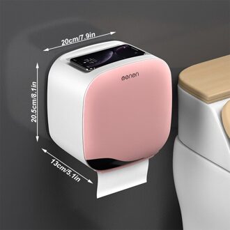 Dubbellaags Tissue Doos Wandmontage Badkamer Waterdichte Toiletrolhouder Opbergdoos Servet Roll Dispenser Organizer roze