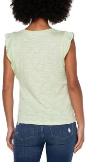 Dubbellaagse slub met fluttermouwen gebreid tot Celadon - maat S Groen