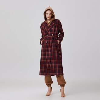 Dubbelrijs geruite jas Bourgogne - L