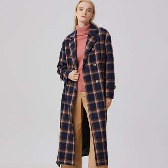 Dubbelrijs geruite jas - maat XS Blauw