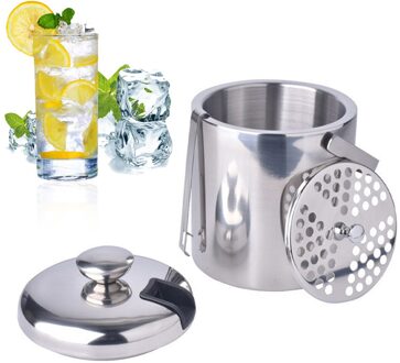 Dubbelwandige Accessoires Ijsemmer Bier Wijn 1.3L Geïsoleerde Container Roestvrijstalen Ronde Party Bar Ktv Met Tang Deksels Tool