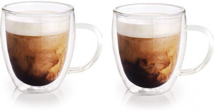 Dubbelwandige Koffieglazen - 2x stuks - Theeglazen - 280 ml - glas Transparant