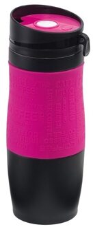 Dubbelwandige thermobeker roze/zwart 380 ml - Thermosbeker