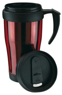 Dubbelwandige thermosbeker rood/zwart 400 ml - Thermosbeker