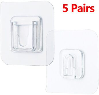 Dubbelzijdig Adhesive Muur Haken Hanger Sterke Transparante Haak Muur Opslag Houder Voor Keuken Badkamer Benodigdheden Zuig Sucker 5 pairs