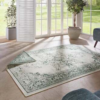 Dubbelzijdig Buitenkleed Borbon - Groen 290x200cm - Polypropyleen - Dekbed-Discounter.nl Groen,Creme - 200 x 290 cm
