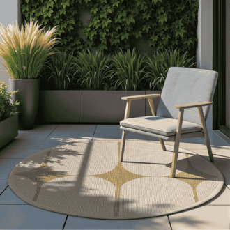 Dubbelzijdig Buitenkleed Bowen Rond - Creme Beige Xcm - - Dekbed-Discounter.nl