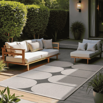 Dubbelzijdig Buitenkleed Bowen - Zwart Wit 170x120cm - Polypropyleen - Dekbed-Discounter.nl