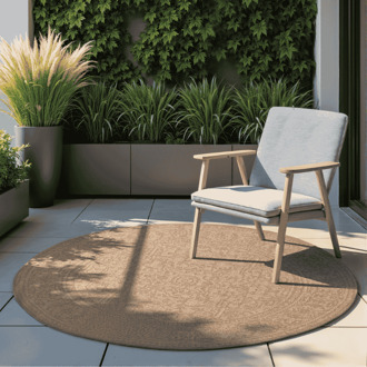 Dubbelzijdig Buitenkleed Kona Rond - Beige Xcm - - Dekbed-Discounter.nl