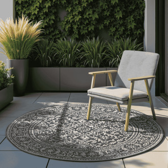 Dubbelzijdig Buitenkleed Kona Rond - Zwart Xcm - - Dekbed-Discounter.nl