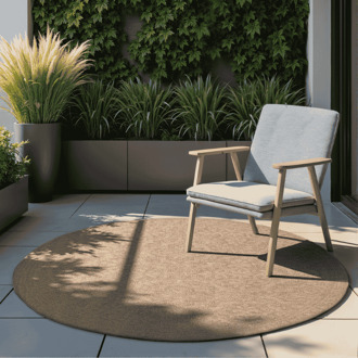 Dubbelzijdig Buitenkleed Rosel Rond - Beige Xcm - - Dekbed-Discounter.nl