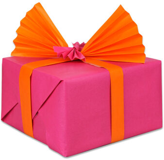dubbelzijdig cadeaupapier roze/oranje, 3 m