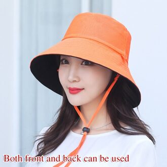 Dubbelzijdig Effen Kleur Emmer Hoed Mannen Vrouwen Mode Femme Cap Zomer Jongens Opvouwbare Zon Beschermende Vissen Visser Strand Hoed oranje