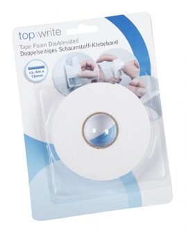 Dubbelzijdig foam tape - plakband - 4 meter - 18 mm breed Wit