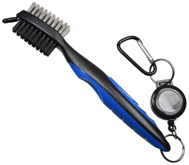 Dubbelzijdig Golf Cleaning Tool Golf Club Brush Intrekbare Zip-Lijn Karabijnhaak Voor Outdoor Oefening Sport Ornamenten Blauw