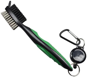 Dubbelzijdig Golf Cleaning Tool Golf Club Brush Intrekbare Zip-Lijn Karabijnhaak Voor Outdoor Oefening Sport Ornamenten groen