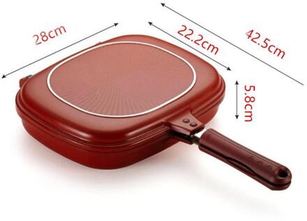 Dubbelzijdig Grill Koekenpan Voor Thuis Keuken Koken Non-stick Accessoires Vorm Pan Kookgerei Vierkante 28/32Cm B8X3 28cm