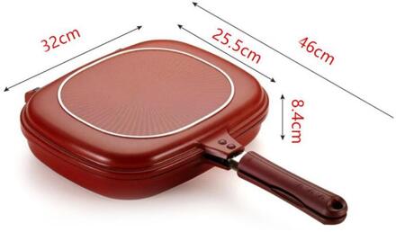 Dubbelzijdig Grill Koekenpan Voor Thuis Keuken Koken Non-stick Accessoires Vorm Pan Kookgerei Vierkante 28/32Cm B8X3