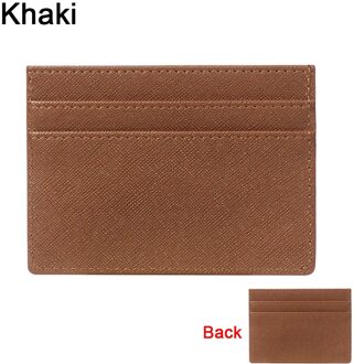 Dubbelzijdig Kaarthouder Slanke Bank Credit Card Id Kaarten Coin Pouch Case Tas Portemonnee Organisator Vrouwen Mannen Dunne Business card Wallet khaki