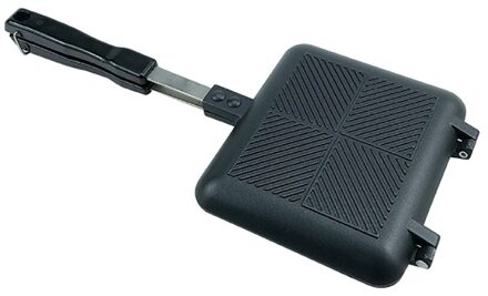 Dubbelzijdig Koekenpan Non-stick Barbecue Koken Tool Stabiel Duurzaam En Betrouwbaar Kookgerei Geschikt Voor Thuis Outdoor 1Pc zwart