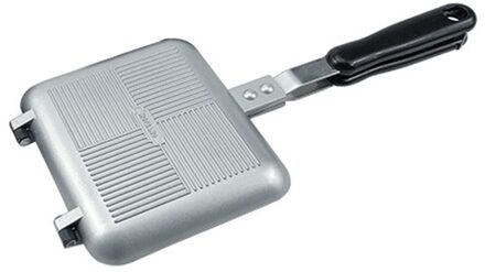 Dubbelzijdig Koekenpan Sandwich Toast Brood Bakken Pan Wafels Te Reinigen Keuken Tool Toast Pan Non-Stick. Sliver