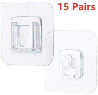 Dubbelzijdig Lijm Keuken Muur Haak Hanger Sterke Transparante Muur Opslag Sucker Voor Keuken Badkamer Haken 15 Pairs