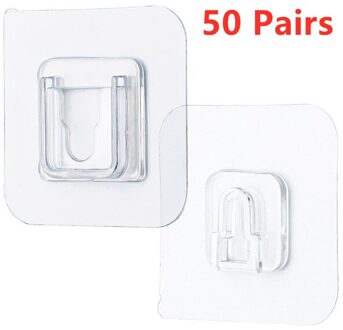 Dubbelzijdig Lijm Keuken Muur Haak Hanger Sterke Transparante Muur Opslag Sucker Voor Keuken Badkamer Haken 50 Pairs