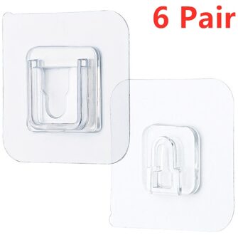 Dubbelzijdig Lijm Keuken Muur Haak Hanger Sterke Transparante Muur Opslag Sucker Voor Keuken Badkamer Haken 6 Pairs