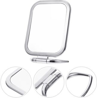 Dubbelzijdig Make-Up Spiegel Tafelblad Vergrootglas Spiegel Opklapbare Spiegel zilver