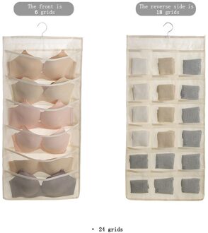 Dubbelzijdig Mesh Kledingkast Opknoping Organisatoren Voor Ondergoed Bh Sokken Stropdas Vouwen Closet Kleding Rack Hanger Beige 24 grids