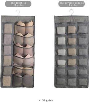 Dubbelzijdig Mesh Kledingkast Opknoping Organisatoren Voor Ondergoed Bh Sokken Stropdas Vouwen Closet Kleding Rack Hanger grijs 30 grids