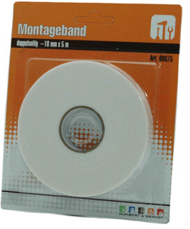 Dubbelzijdig montagetape op rol voor spiegels en tegels 18 mm x 5 m