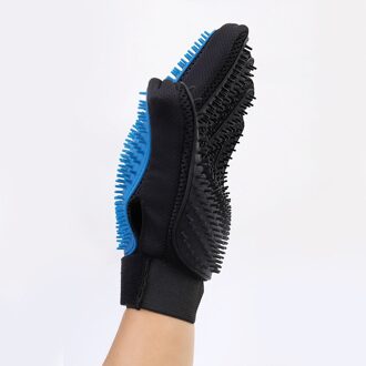 Dubbelzijdig Pet Grooming Handschoen Kat Ontharing Mitts-De Vergieten Borstel Kammen Voor Kat Hond Paard Siliconen reiniging Massage Borstel