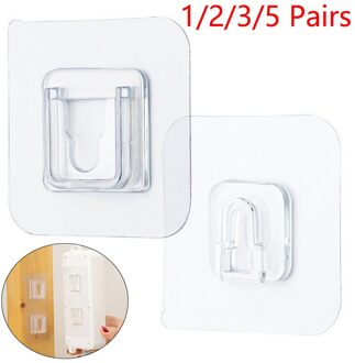 Dubbelzijdig Zelfklevende Haken Muur Hanger Transparante Zuignap Sucker Haak Dubbele Kleefband Muur Haken 5pairs