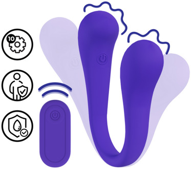 Dubbelzijdige Buigbare Vibe met Afstandsbediening - Paars