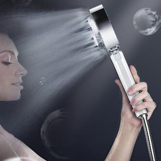 Dubbelzijdige Dual Functie Douchekop Water Saving Ronde Abs Chrome Booster Bad Douche Hoge Druk Handheld Handdouche