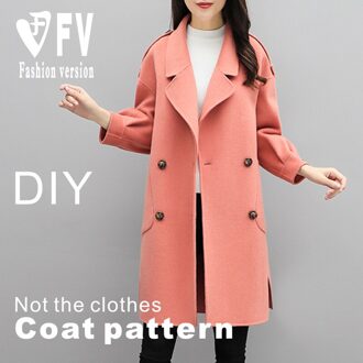 Dubbelzijdige Kasjmier Jas Patroon Vrouwen -Schouder Mouw Trenchcoat 1:1 Snijden Tekening BFY-294 Size XL