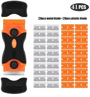 Dubbelzijdige schraper met plastic handvat Mescombinatie Draagbare en vervangbare multifunctionele dubbelzijdige schraper Blauw